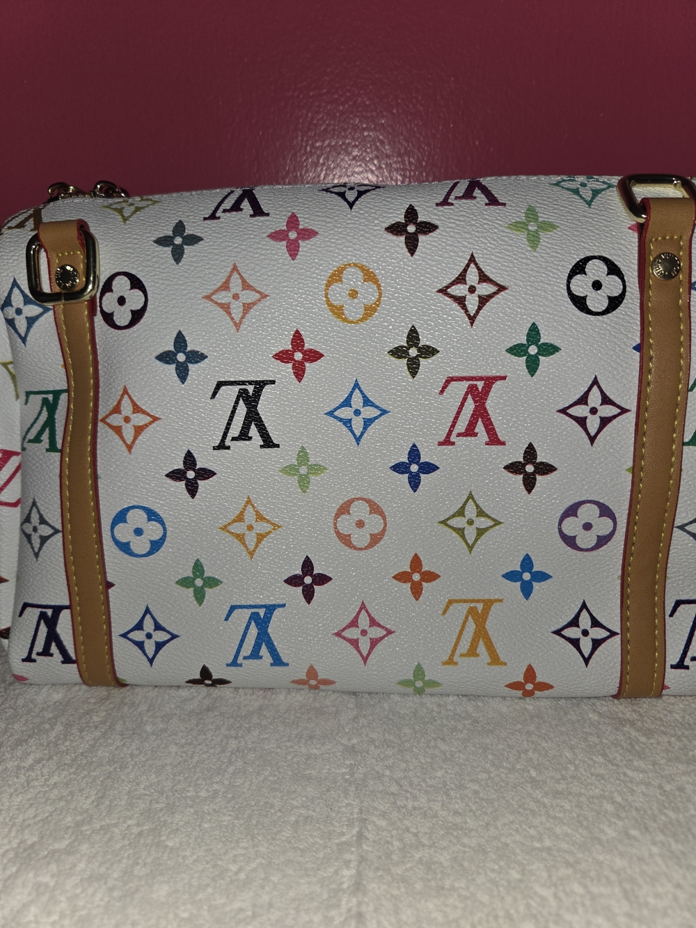 White Multicolor Monogram Canvas Shoulder Bag